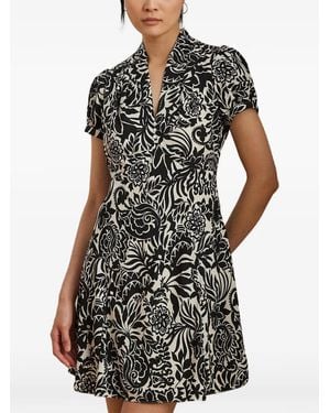 Ralph Lauren Floral-Print Short-Sleeve Mini Dress - White