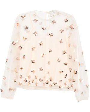 forte_forte Sequin Floral Blouse - Natural