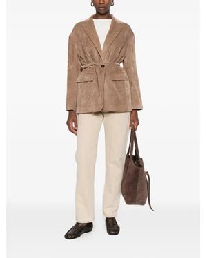 Brunello Cucinelli Belted Corduroy Jacket - Natural