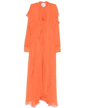 Erika Cavallini Semi Couture Ruffled Ruched Dress - Orange