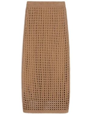 Max Mara Openwork Knitted Skirt - Natural