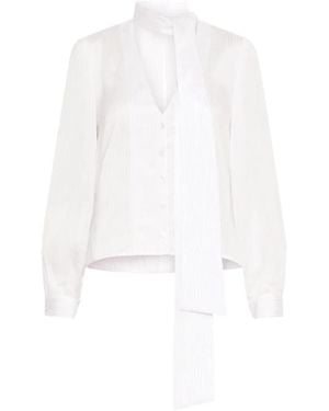 Marella Mllragni Pinstripe Tie-Neck Shirt - White