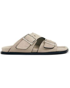 Alohas Alba Buckle Strap Sandals - White