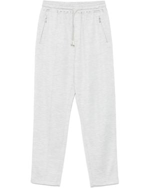Eleventy Mélange-Effect Track Trousers - White