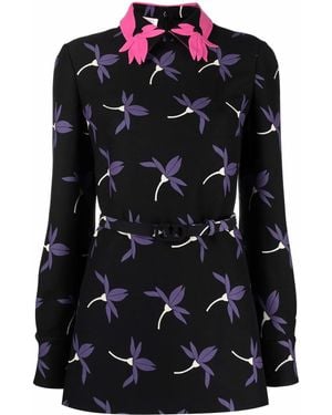 Valentino Garavani Fairy Flowers Print Belted Shirt - Black