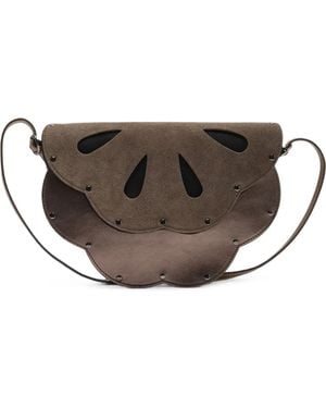 Maliparmi Flower-Cutout Studded Bovine Leather Cross Body Bag - Brown
