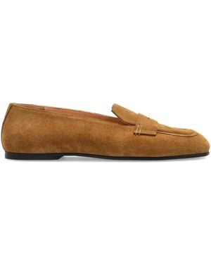 NODALETO Suede Leather Loafers - Brown