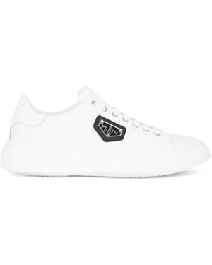 Philipp Plein Iconic Leather Trainers - White