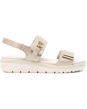 Tamaris Metallic Leather Sandals - White