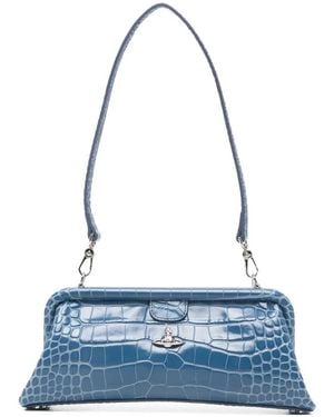 Vivienne Westwood Jane Crocodile-Effect Shoulder Bag - Blue