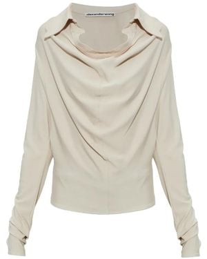 Alexander Wang Draped Long-Sleeve Top - White