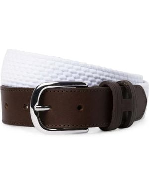 Hackett Ceinture Parachute À Bords En Cuir - White