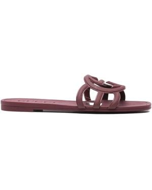 Gucci Flache Sandalen mit GG - Lila