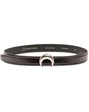 Marine Serre Crescent Moon Buckle Leather Belt - White
