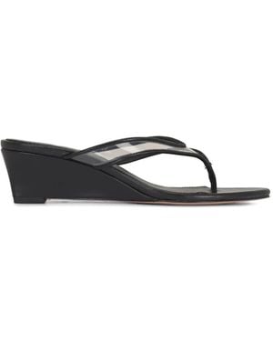 Veronica Beard Clea Wedge-Heel Thong-Strap Sandals - Black