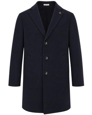 BRERAS Milano Single-Breasted Notched-Lapels Coat - Blue