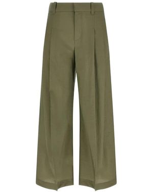 Brunello Cucinelli Double-Pleat Wide-Leg Trousers - Green