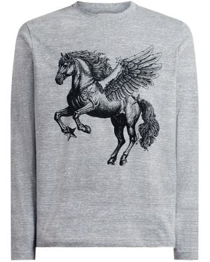 Etro Cotton Jumper With Placed Pegaso-Print - Grey