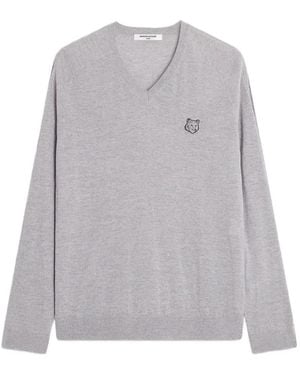 Maison Kitsuné Fox Head Wool Jumper - Grey