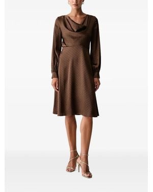 Fracomina Polka-Dot Cowl-Neck Midi Dress - Brown