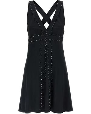 Giovanni bedin Pearl-Appliqué V-Neck Mini Dress - Black