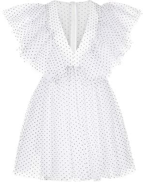 Macgraw Tabetha Micro-Dot Print Flared Dress - White