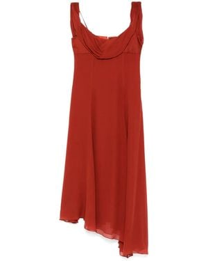 Del Core Robe Mi-Longue À Design Drapé - Rouge