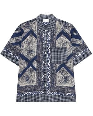 Pierre Louis Mascia Geometric-Print Short-Sleeve Shirt - Blue