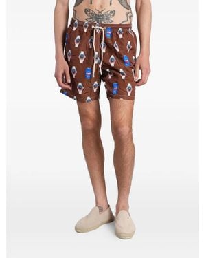 MC2 Saint Barth Graphic-Print Drawstring Swim Shorts - Red