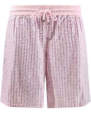 VENUJA Crystal-Embellished Drawstring Shorts - Pink