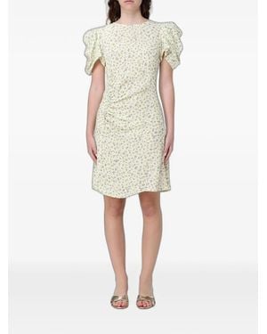 Mar De Margaritas Karin Floral-Print Gathered Dress - Natural