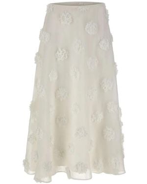 Herskind Falda Con Aplique Floral - Blanco