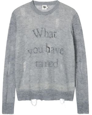 B+ AB Distressed Sweater - Gray