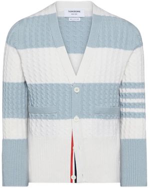 Thom Browne Cardigan À Détails Rayés - Blue