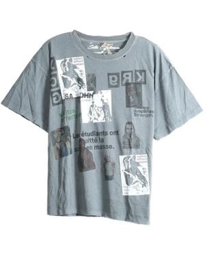 SAITOS Kurt Image Distressed T-Shirt - Blue