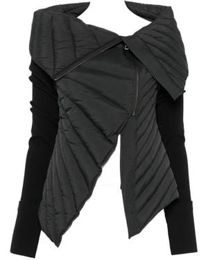 Yehuafan Quilted Asymmetric Puffer Jacket - Black