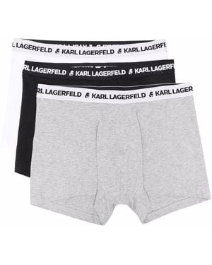 Karl Lagerfeld Set 3 Boxer Con Banda Logo - Bianco