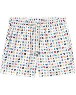 ARRELS Barcelona Geometric-Print Swim Shorts - White