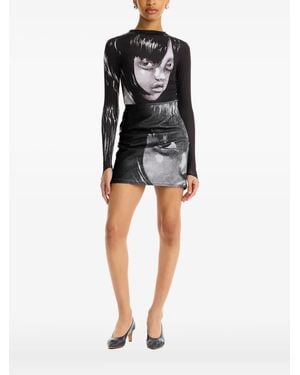 Maisie Wilen Portrait-Print Top - Black