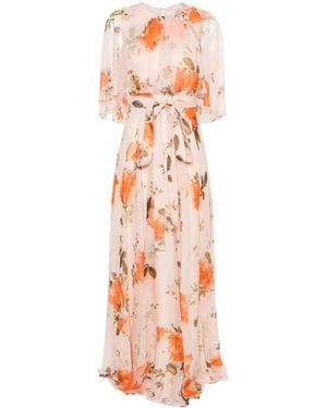 Erdem Vestido largo con estampado floral - Naranja