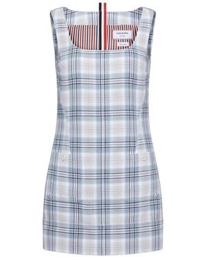 Thom Browne Windowpane Plaid Mini Sack Dress - Blue