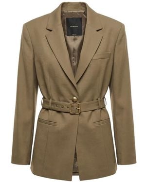 Pinko Belted Single-Breasted Blazer - Green