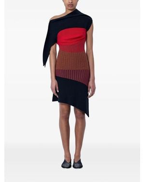Kiko Kostadinov Asymmetric-Neck Midi Dress - Red