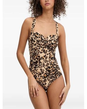 DKNY Leopard-Print Swimsuit - Natural
