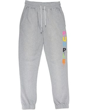 Purple Brand Logo-Print French-Terry Track Trousers - Grey
