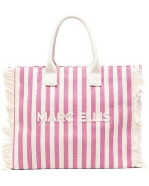 Marc Ellis Striped Fringed Tote Bag - Pink
