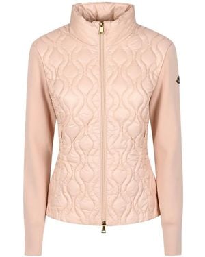 Moncler Cotton Padded Zip-Up Cardigan - Pink