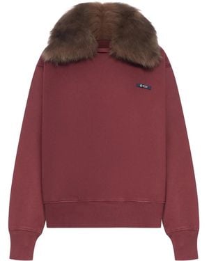 Prada Sweatshirt Mit Pelzkragen - Rot