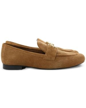 Tory Burch Loafer Aus Wildleder Mit Logo-Schild - Braun