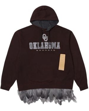 4SDESIGNS Hoodie Met Veren Afwerking - Bruin